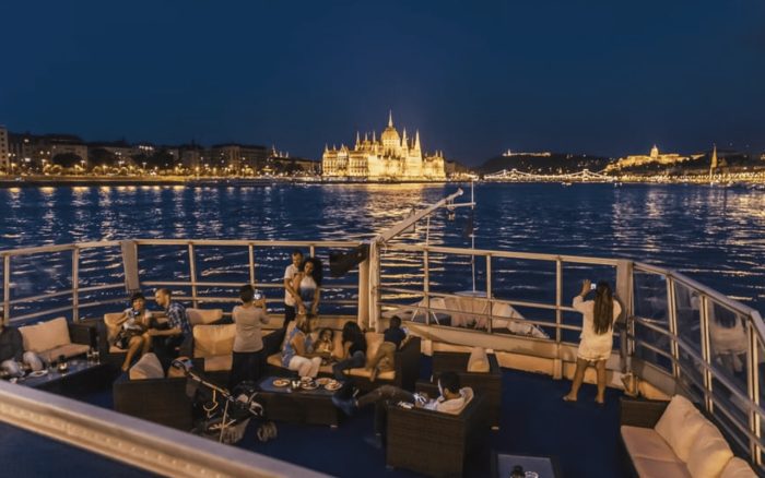 Budapest River Cruise Bistro Dinner Open Air Deck Lounge Mahart Boat