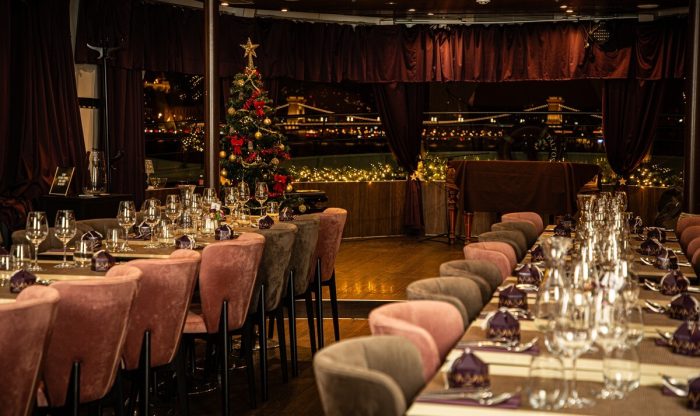 Taltos Catamaran Budapest River Cruise Interior Boat Private Venue Hire Christmas