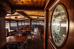Kisfaludy Paddle Steamer Historical Boat Budapest River Cruise Paddle Steamer Interior Wooden Private Hire