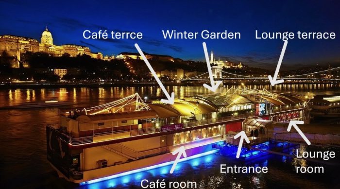 Stationary Boat with Multiple Private Rooms Budapest River Danube Event Venue Hire