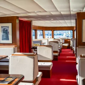 Citadella Comfort Cushioned Sightseeing Retro Budapest River Cruise Danube Boat Tour with Table Service Ship Bar
