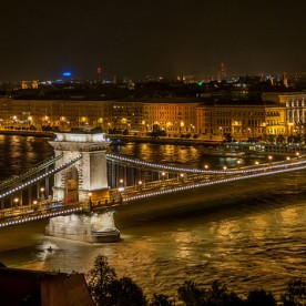 Chain Bridge Night Budapest River Attractions by Wilfredorrh